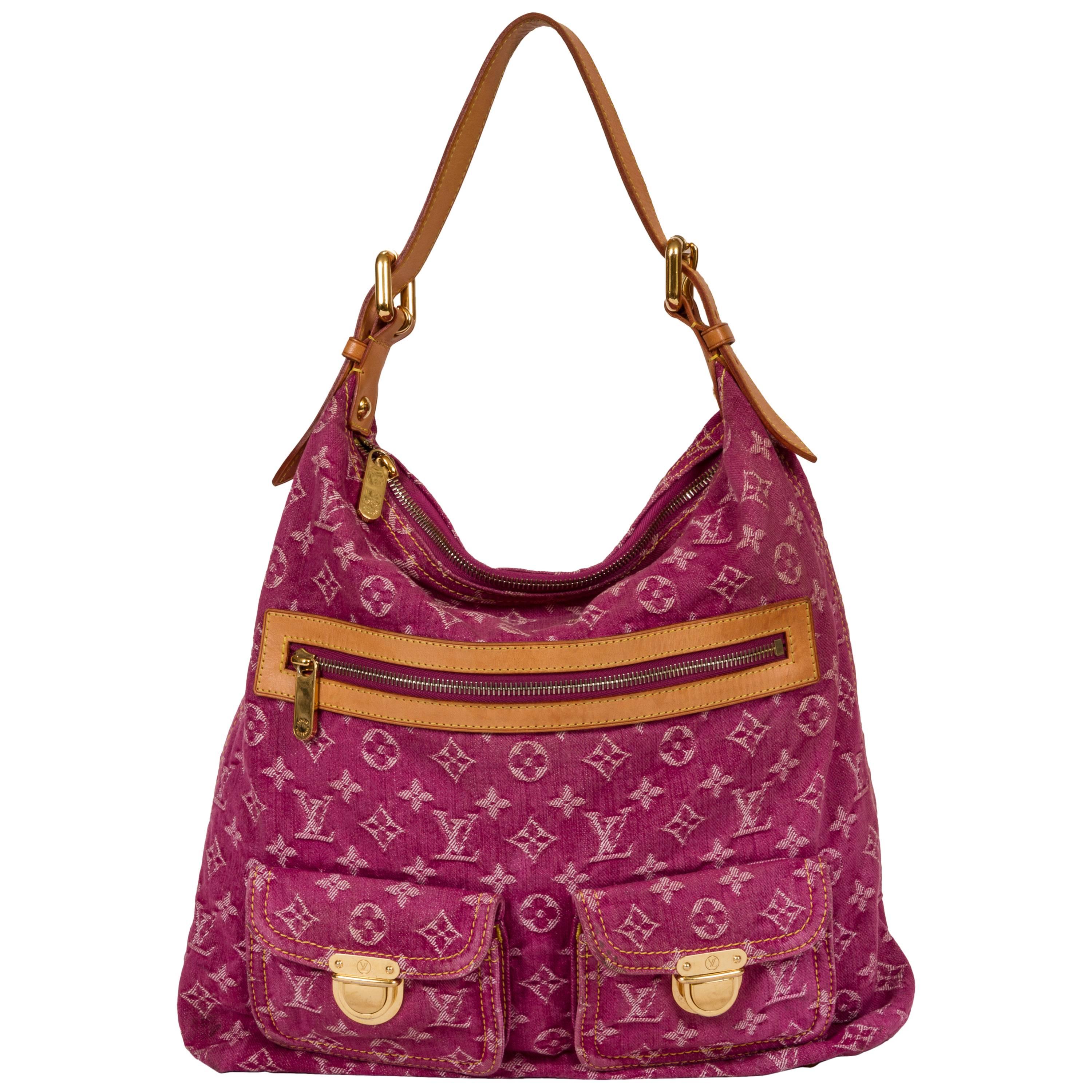 Vuitton Pink Denim Monogram Shoulder Bag