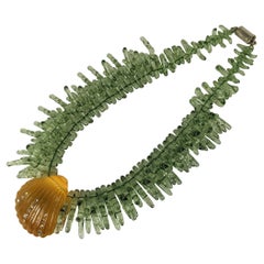 Retro Ugo Correani Resin Shell and Coral Necklace