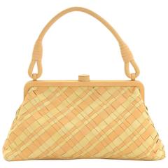 Vintage Bottega Veneta Yellow Intrecciato Leather Hand Bag