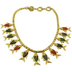 Yves Saint Laurent YSL Vintage Summer Fish Necklace Rare