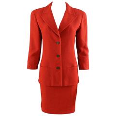 Chanel 98A Red Wool Skirt Suit - Supermodel Era