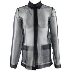 Chanel 07P Sheer Black Organza Silk Runway Jacket