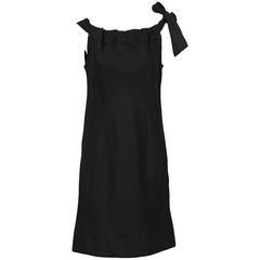 1960's Holt Renfrew Black Linen Dress
