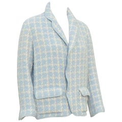 Vintage 1996 Chanel Baby Blue Houndstooth Jacket 