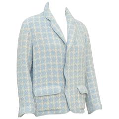1996 Chanel Baby Blue Houndstooth Jacket 2