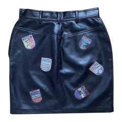 90s vintage leather Moschino skirt with italian regions flags