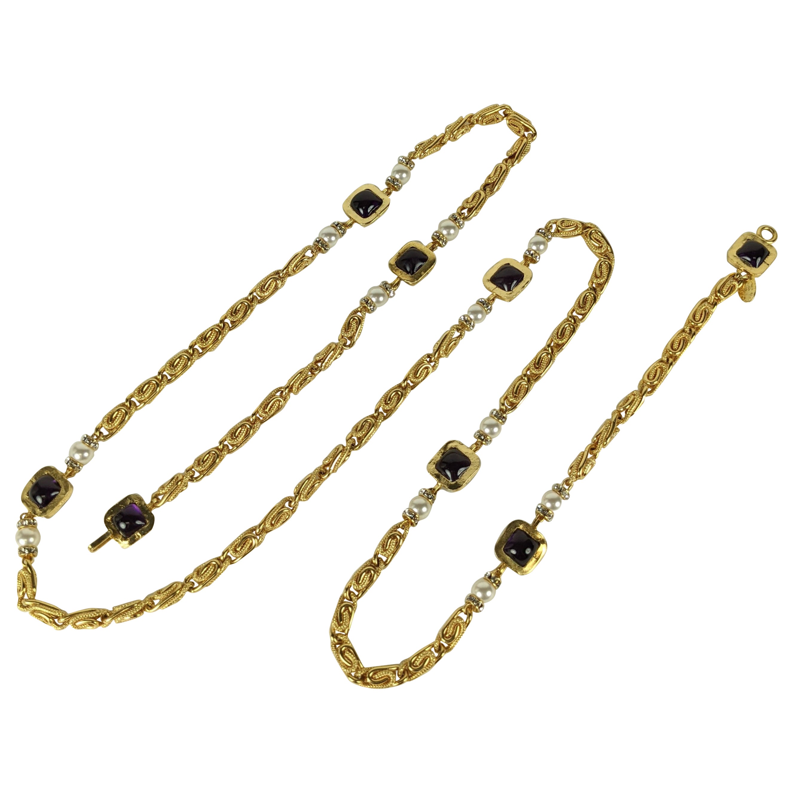 Maison Gripoix für Chanel  Byzantinische Sautoir-Halskette aus gegossenem Glas