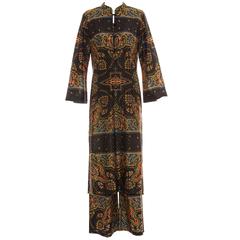 Yves Saint Laurent Silk Metallic Tunic And Pant Ensemble, Circa 1970
s