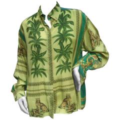 Versace Tropical Jungle Print Tarzan Blouse ca 1990's