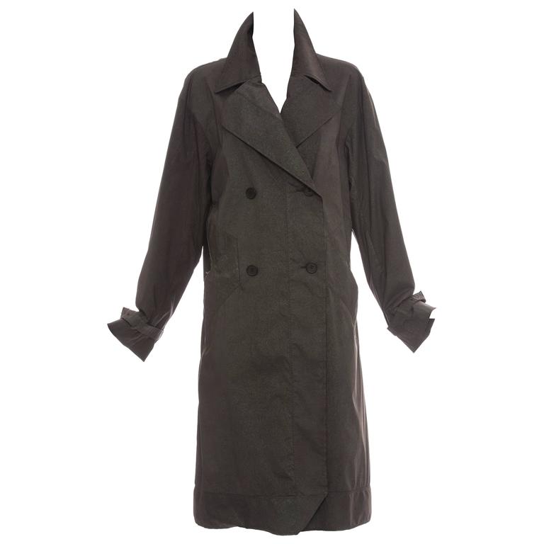 Issey Miyake Grey Double Breasted Trench Coat, Circa 1990's For Sale at ...