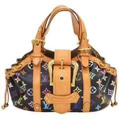 Vintage Louis Vuitton Theda PM Black Multicolor Monogram Canvas Hand Bag