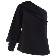 CHANEL one shoulder silk blouse