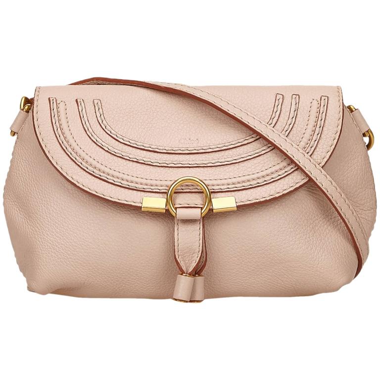 Chloe Pochette Marcie leather Shoulder Bag Crossbody Gold Hardware Used