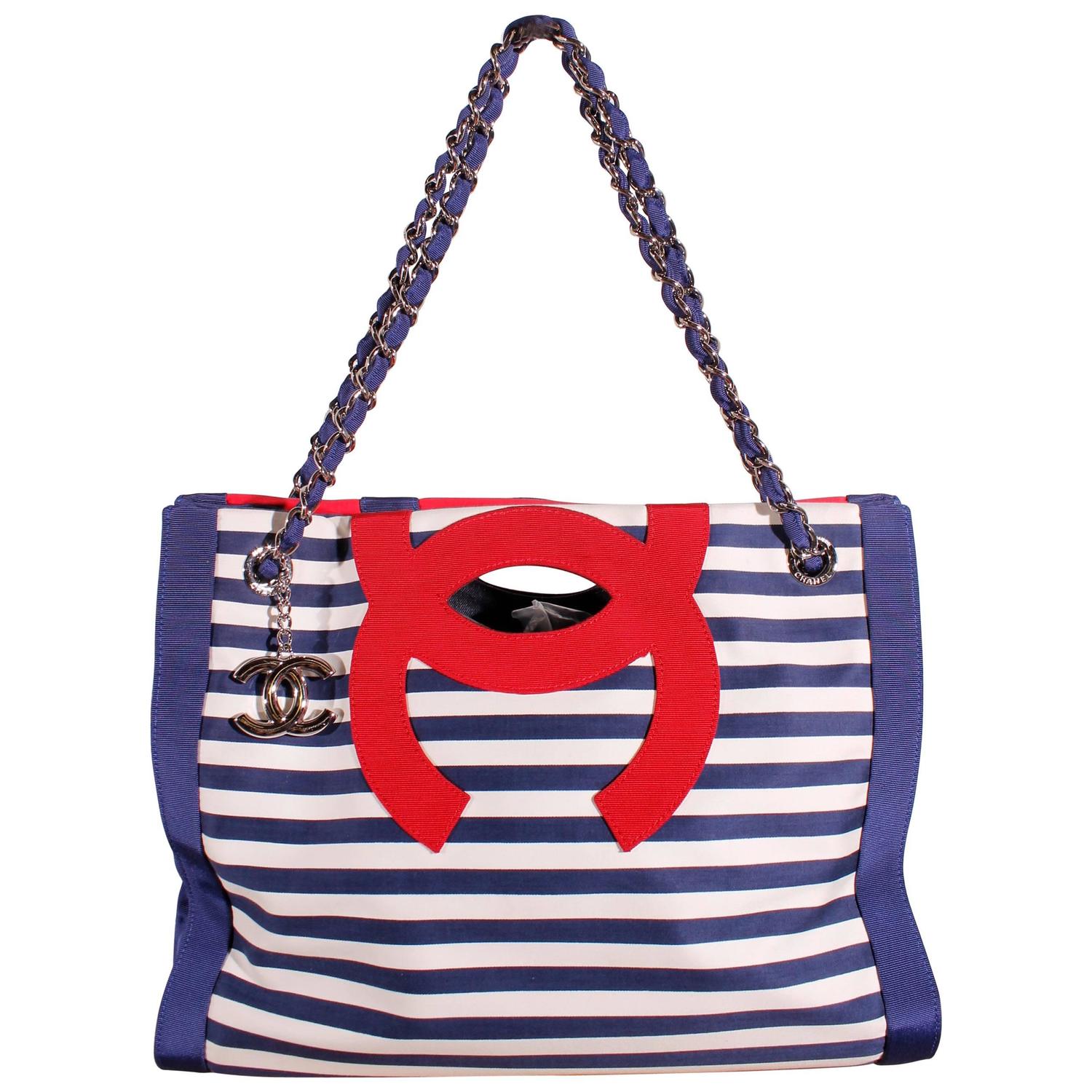 Chanel Tote Bag Cruise Collection 2010 striped red/white/blue at 1stdibs