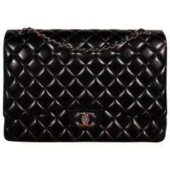 Chanel 2.55 Maxi Classic Double Flap Bag / Jumbo XL - black leather