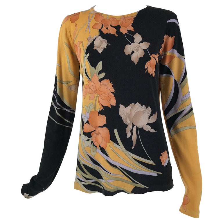 Leonard Paris Fine Wool Knit Floral Pullover Sweater  For Sale