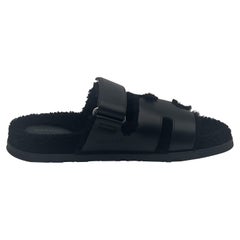 Hermès All Black Chypre Woolskin Sandal 42