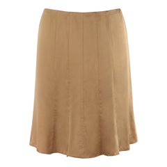 Used CHANEL Spring 2006 Karl Lagerfeld Bronze Gold Silk Paneling A-Line Mini Skirt