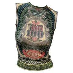 Jean Paul Gaultier Banknote Print Mesh Tank Top