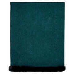 Verheyen London Mink Fur Trimmed Cashmere Shawl Scarf in Forest Green