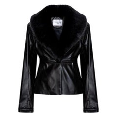 Verheyen London Cropped Edward Jacket in Leather with Faux Fur, Size uk 12