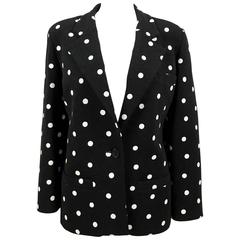 Balenciaga Black and White Polka Dot Blazer - 1980s