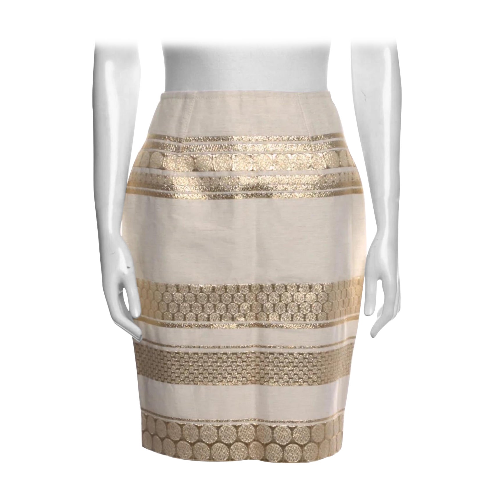 Giambattista Valli Gold Striped Skirt (SMALL  US 4) For Sale