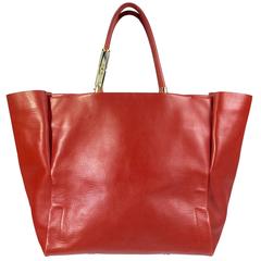 Lanvin Red Leather Tote with Gold Hardware