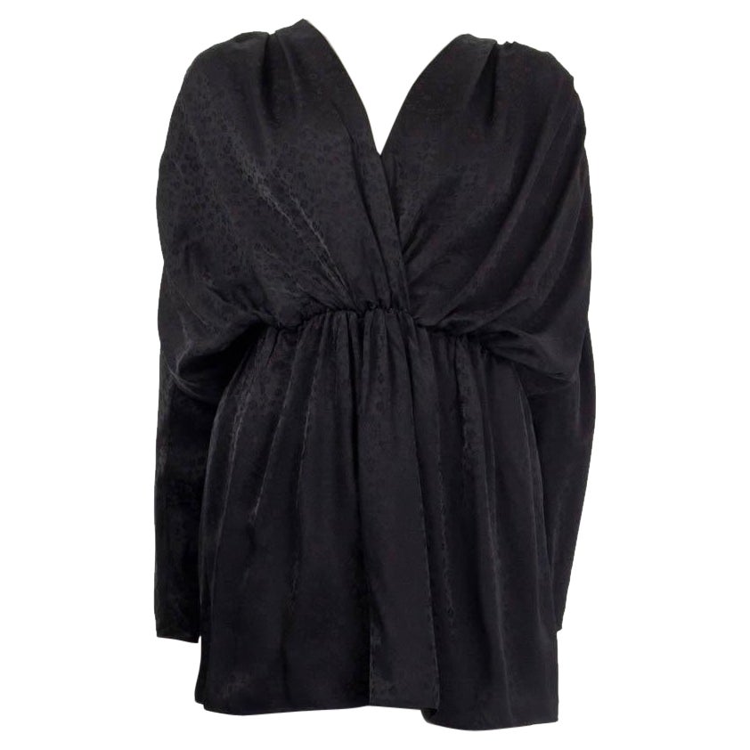 BALENCIAGA black viscose FLORAL JACQUARD MINI Dress 34 XXS For Sale
