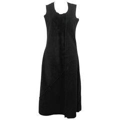 Comme des Garcons Black A-Line Dress With Frayed Neckline and Seams c. 1993
