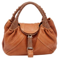 Used Fendi Tan Textured Leather Spy Bag