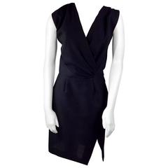 Balenciaga (Black Dress Label) Mohair Cross Front A-Line Dress