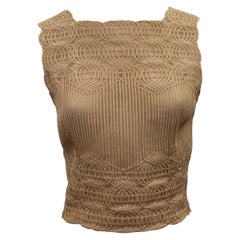 Vintage Valentino Ivory Lace Soutache Sleeveless Cropped Top - S - 1990's 