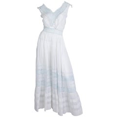 Antique Backless Re-built Edwardian Cotton Lace Tea Dress