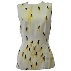 Gianni Versace Couture Abstract Plume Print Silk Top