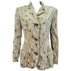 Very Rare Gianni Versace Abstract Plume Print Crushed Velvet Jacket 8