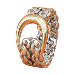 Vintage Exceptional Hermès Buckle Ring in Silver and Yellow Gold 
