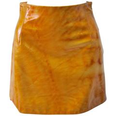 Very Rare Gianni Versace Couture Golden Lustruous Pleather Mini Skirt