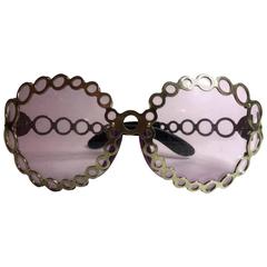 Retro 1970s Silvertone WILD Lilac Purple Lens Sunglasses CIRCLES!