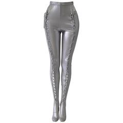 Extremely Rare Gianni Versace Intimo Silver Bondage Space Age Leggings