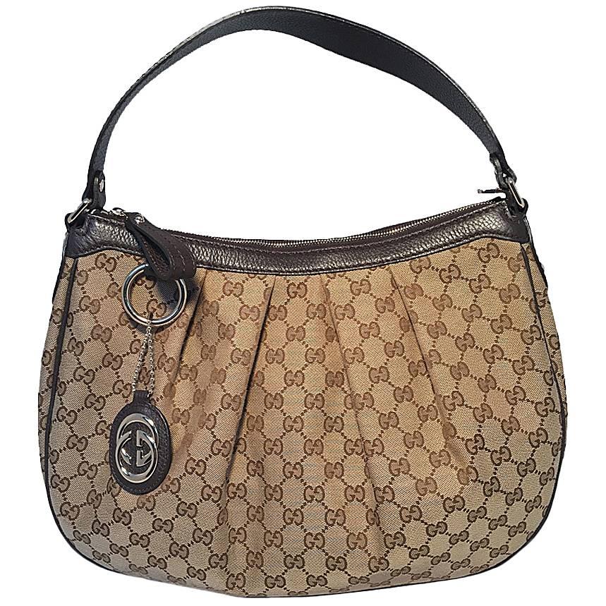 Gucci Pleated Monogram Canvas Shoulder Bag 