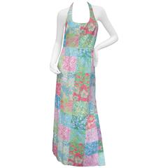 Used Lilly Pulitzer Vibrant Sea Life Cotton Halter Gown 