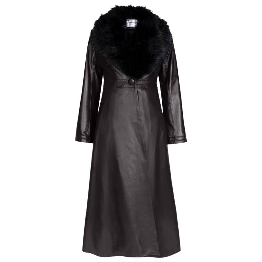 Verheyen London Edward Leather Trench Coat in Dark Chocolate and Black Size 8 For Sale