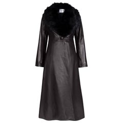 Trench-coat en cuir Verheyen London Edward en chocolat foncé et noir, taille 8