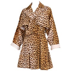 Trench-coat en coton imprimé léopard Patrick Kelly avec ceinture