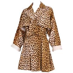 Patrick Kelly Cotton Leopard Print Trench Coat w/Belt 4