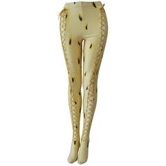 One of a Kind Gianni Versace Couture Abstract Plume Print Bondage Leggings 5
