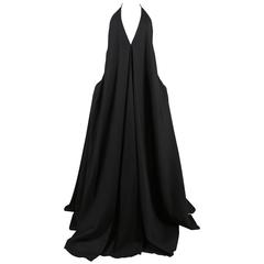 Yves Saint Laurent black halter neck evening gown, C. 1990