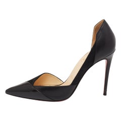 Christian Louboutin Black Suede, Patent and Leather D'orsay Pumps Size 37