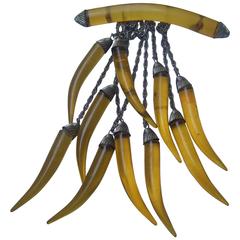 1930s Avant-Garde Amber Color Lucite Claw Brooch 8